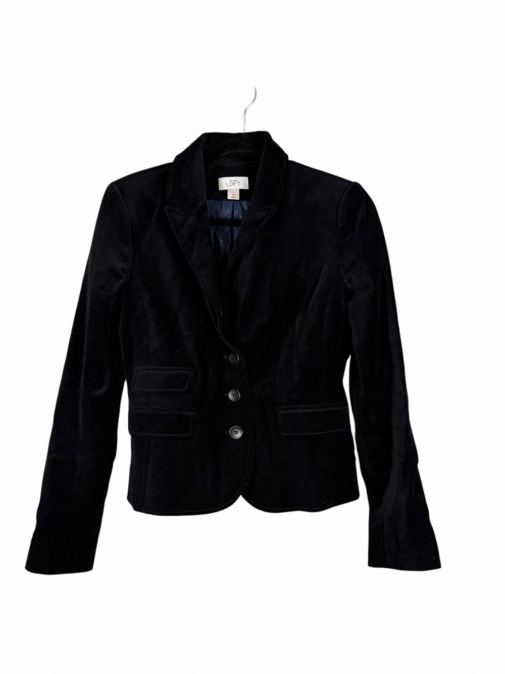 LOFT Black Velvet Blazer Jacket Tailored Single Button Size 0